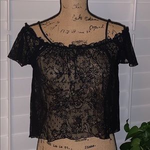 Black Lace Crop Top NWT
